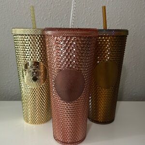 3 STARBUCKS STUDDED TUMBLERS